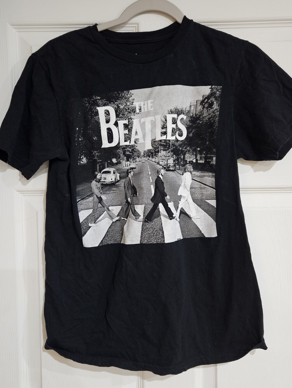 The Beatles Abbey Road Graphic Crew Neck T-Shirt Men's S Black & White